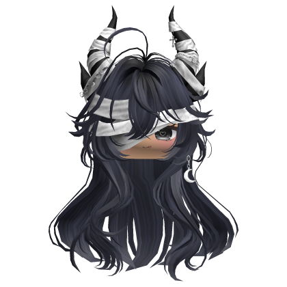 Horned Anime Demon Wolfcut (Dark Blue)