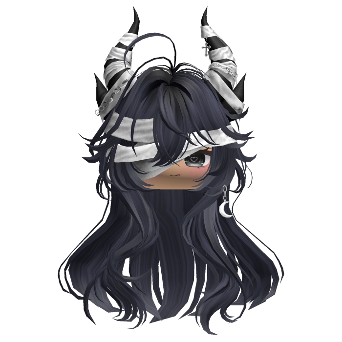 Horned Anime Demon Wolfcut (Dark Blue)