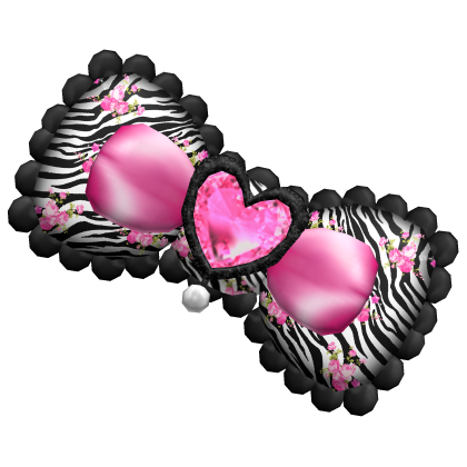 ♡ gyaru agejo black zebra pink hair bow Roblox item