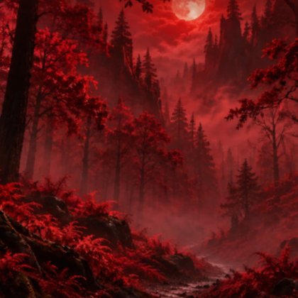 Crimson Moon Dark Forest Gothic Horror Background