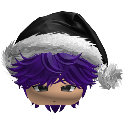 Messy Fluffy Dark Purple Hair a Santa Hat Y2k Roblox item