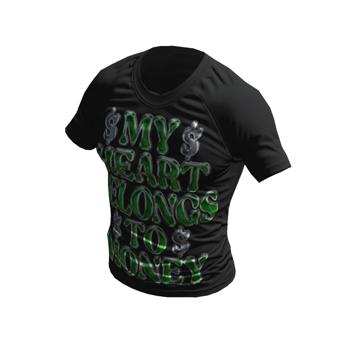 Black Compressed Tee / My Heart Belongs to Money