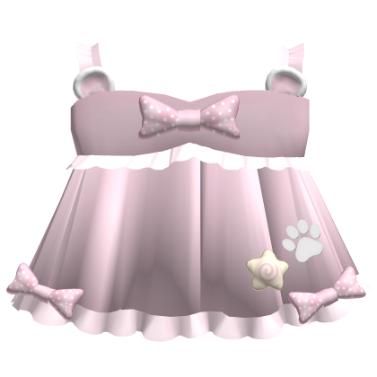 pink polka dot bear ruffle dress