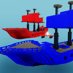 Red Vs Blue Flying Pirate Ship Battles