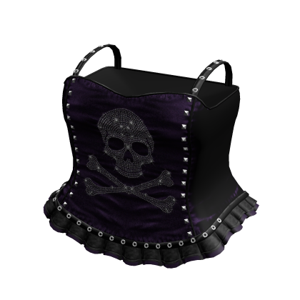 Emo Purple/Black Rhinestone Skull Dress