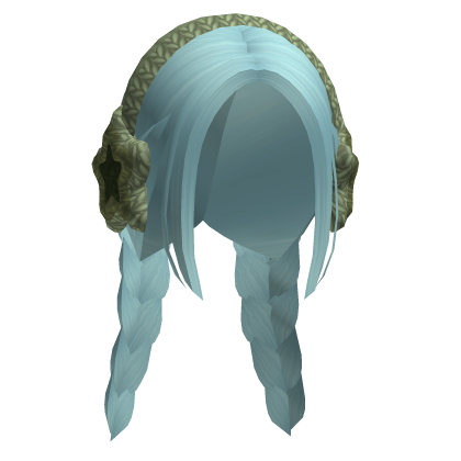 teal braids star earmuffs hair Roblox item