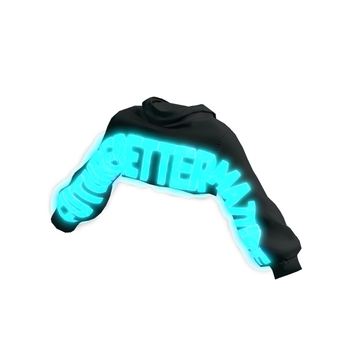 Black Cropped Oversized Hoodie/Blue Glow[2AM]