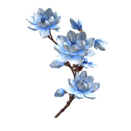 Blue Cherry Blossom Flower Maximalist Branch