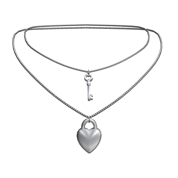 Silver Heart & Key Layered Necklace 3.0