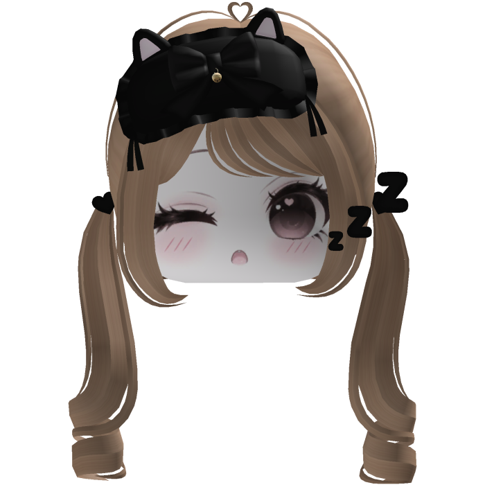 ♡ cute dreamy black sleep mask moe face (ginger)