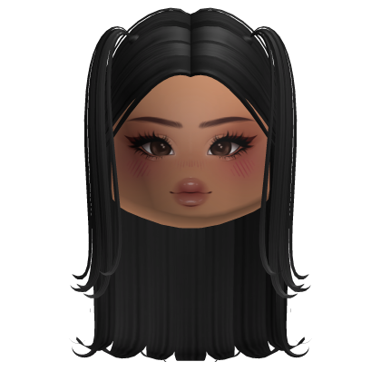 Cute Preppy Twintails w/ Makeup Face (Black) Roblox item