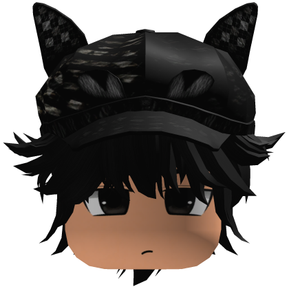 Messy Fluffy Emo Y2K Boy Hair VKAI black CAT Roblox item