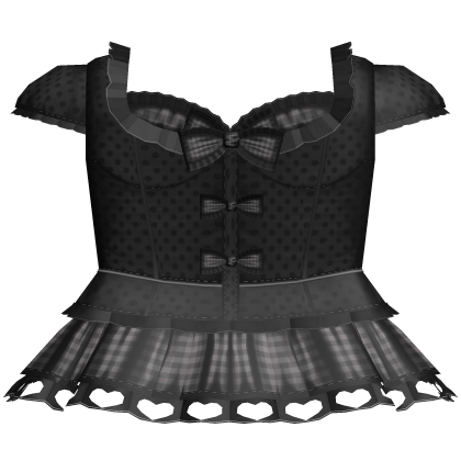 Adorable Plaid and Polka Dot Ruffled Dress Black thumbnail