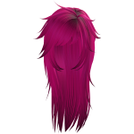 unkept messy long goth wolfcut in hot pink