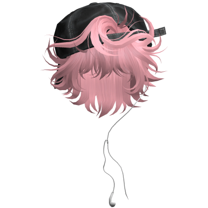 Wavy Grunge Boy Hair with NY Hat in Pink Roblox item
