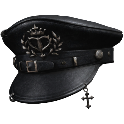 Black Gothic Emo Captain Hat W Cross