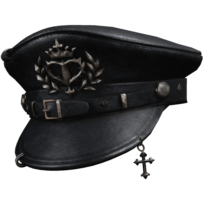 Black Gothic Emo Captain Hat W Cross