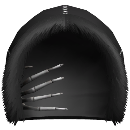 black winter hood w/ skeleton hand Roblox item