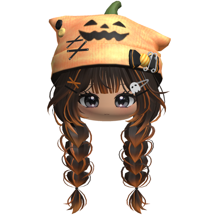 🍀Cute Girl Braided w Pumpkin Beanie(Brown)