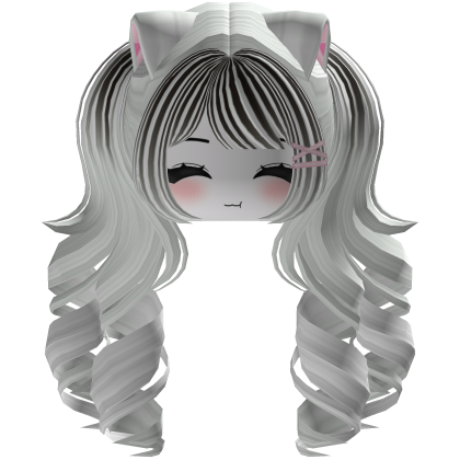 Cute hair emo Y2K cat-ear braids (White-black)