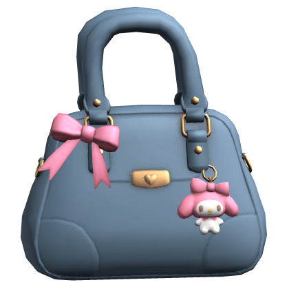 Cute Bow Purse w Kawaii Plushie Dusty Blue