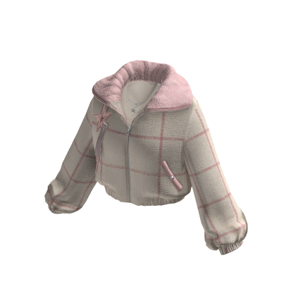 Cropped Puffer Jacket w/ Fur Collar (Beige)