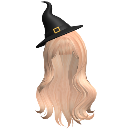 Blonde Wavy Hair with Halloween Witch Hat