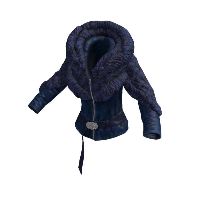 Blue Leather Fur Jacket