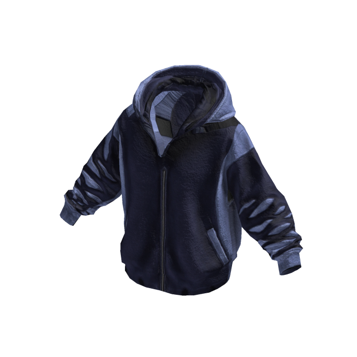 Blue Panel Zip-Up Hoodie