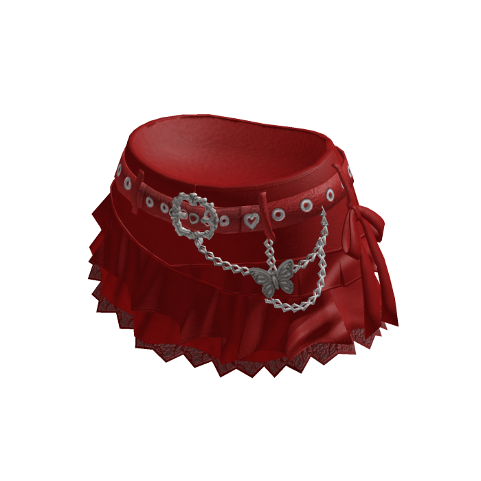 Coquette Ruffle Shorts w/ Bow & Chain (Red)
