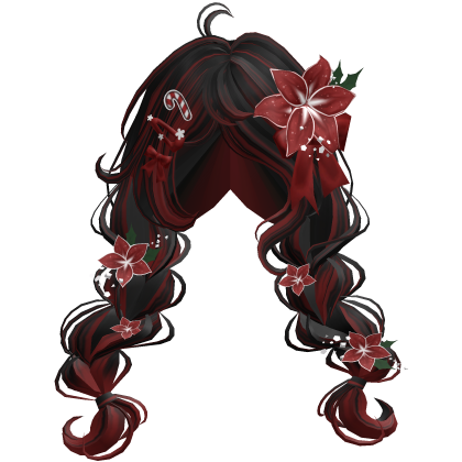 ♡ Christmas Preppy Flower Braids (Black & Red)