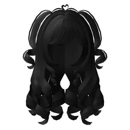 . ‿ ♡ curlicious pigtail long curl hair in bla Roblox item
