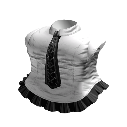 Gothic Wrinkled Tie Dress in White & Black