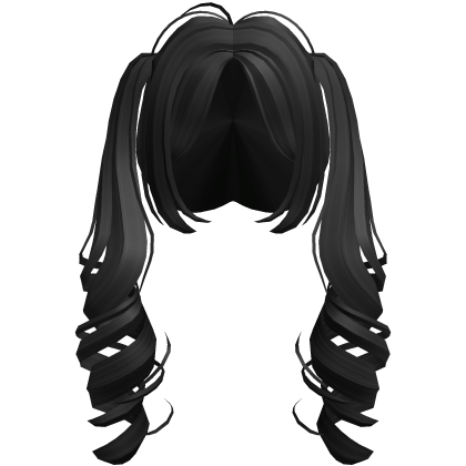 🤍 voluminous curly twintails black Roblox item