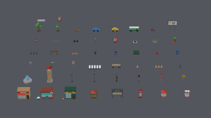 Low Poly City Pack | 50 Streets, Shops and Props preview 1