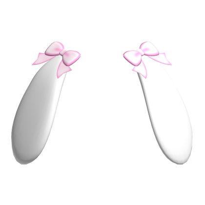 Soft Kawaii Cute Bunny ears with Bow // in White