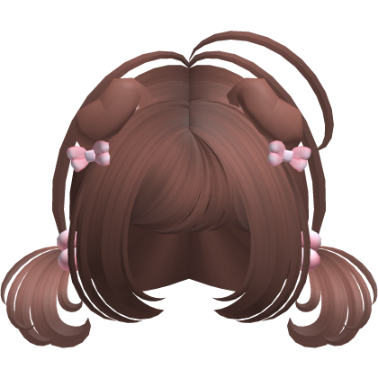 ♡ Cute brown short pigtails w/ puppy ears