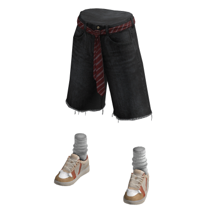 Tie Belt Jorts w/ Tan Sneakers (Grey)