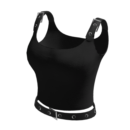y2k Woman Tank Top Black w/ Belt Straps