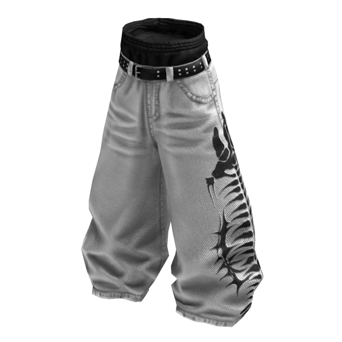 White Y2K Fishbone Baggy Skater Denim
