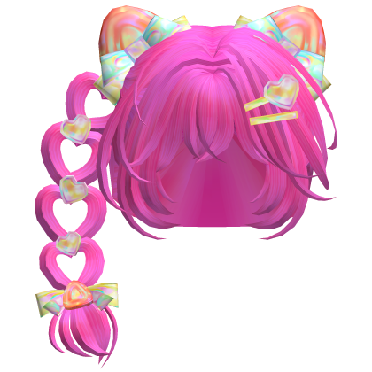 Heart Braid Strawberry Ears Hair Cute in Hot Pink