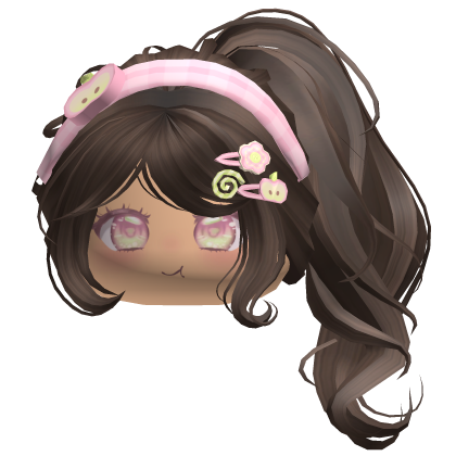 Igari Brown Ponytail W/ Pink Headband&Face Roblox item