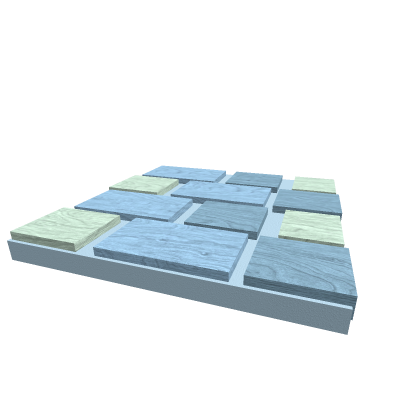 Blue and green tile floor