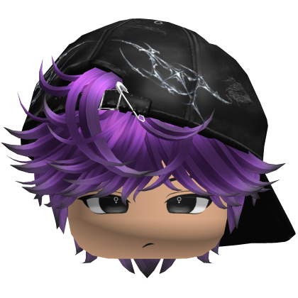 Cute Purple Black emo hair with Y2K cap black Roblox item