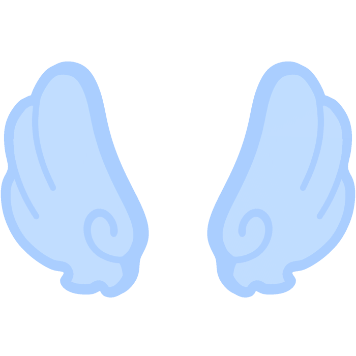 ♡ Cute Upward Glowing Angel Wings in Pastel Blue