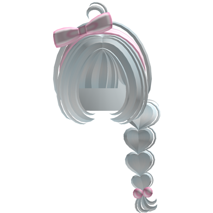 blue single heart pigtail with pink bow