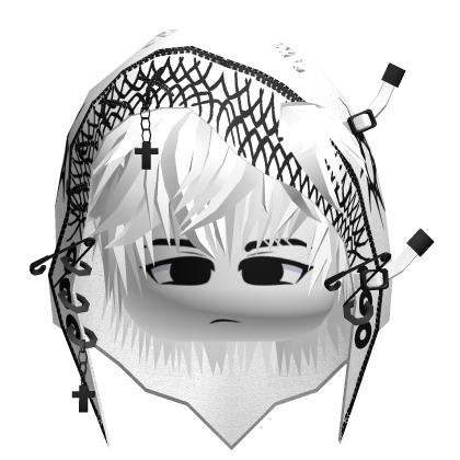 White Messy Emo Hair w/ Y2K Hoodie & Boy Face Roblox item