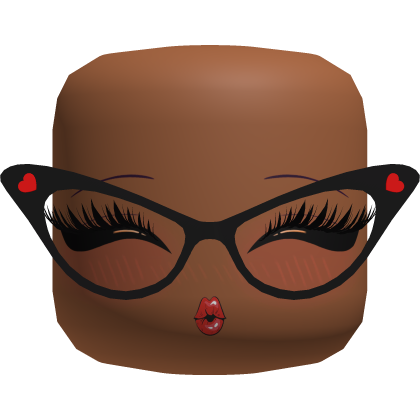Smiley face W 3D Eyelashes and Love Black Glasses Roblox item