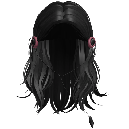 Black long hair with headphone