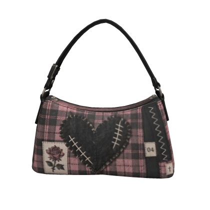 Pink Plaid Heart Shoulder Bag